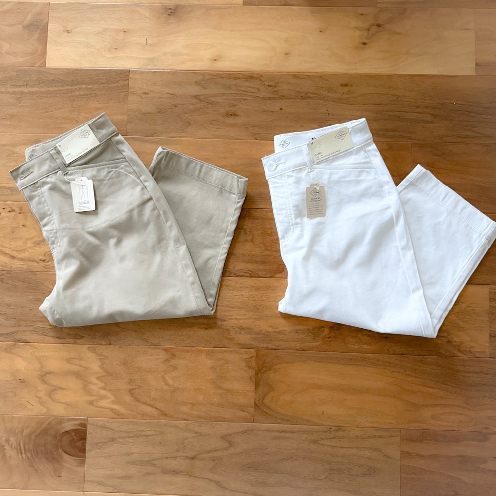 Two Pairs of Women’s Secretly Slender Capri Pants, Khaki & White, Size 10, NWT - Picture 5 of 7